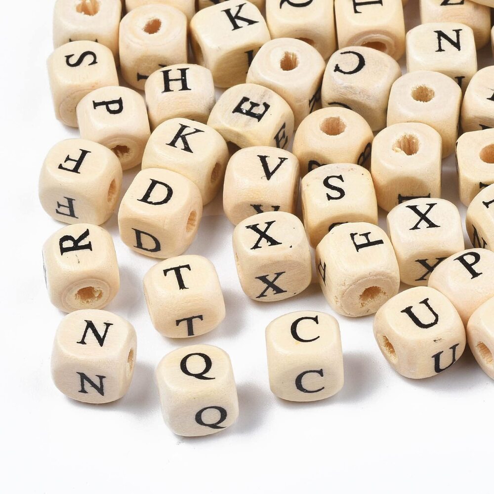 7161 About 1060pcs Maple Wooden Beads for Crafts Mixed Letter A-Z Wood